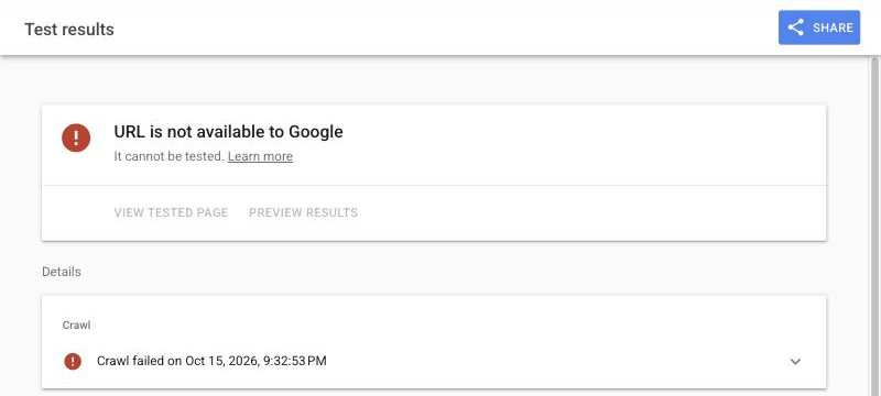 失敗：URL is not available to Google，Crawl failed